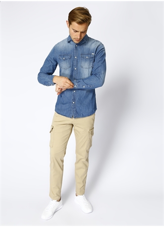 Jack & Jones 12138115 Mavi Erkek Denim Gömlek_1