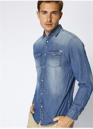 Jack & Jones 12138115 Mavi Erkek Denim Gömlek_2