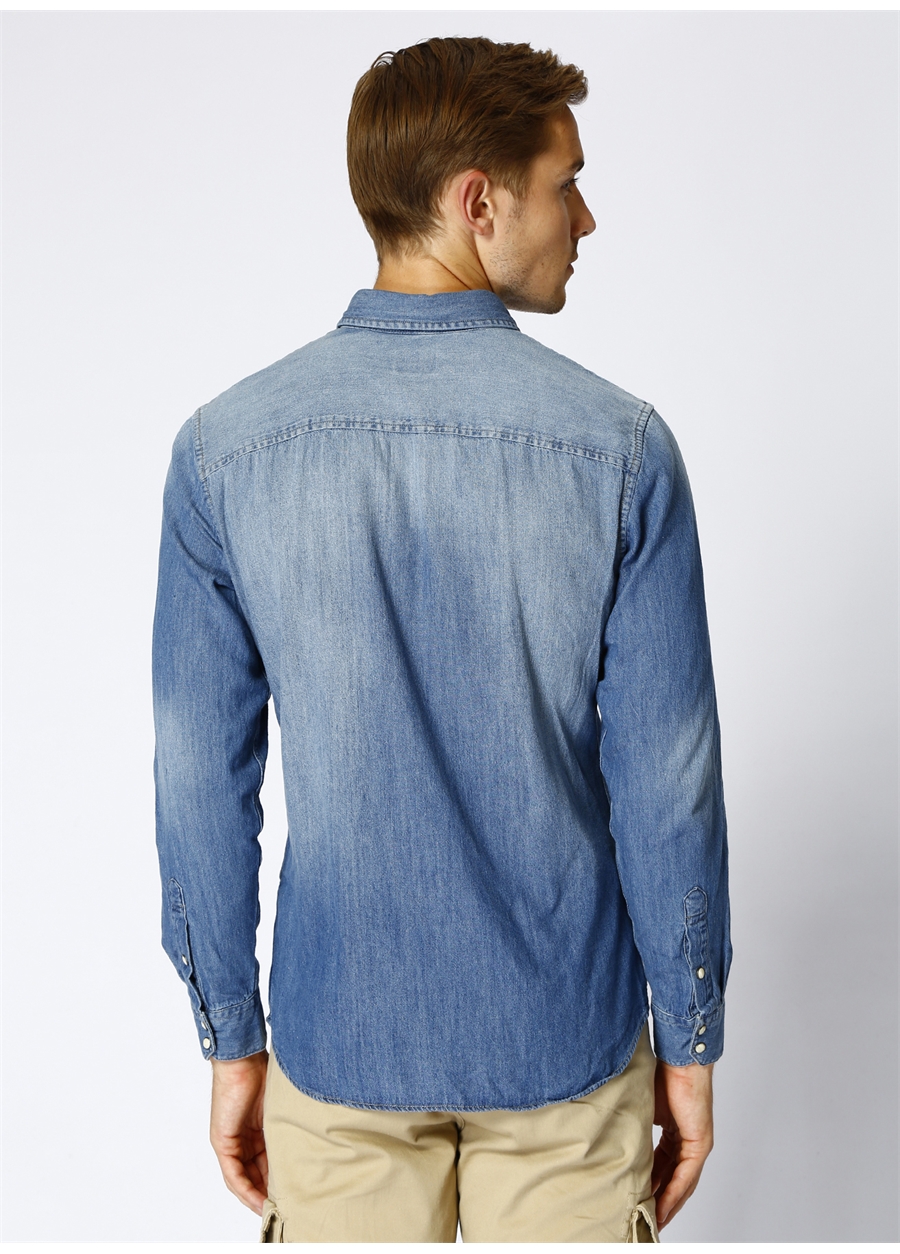 Jack & Jones 12138115 Mavi Erkek Denim Gömlek_3