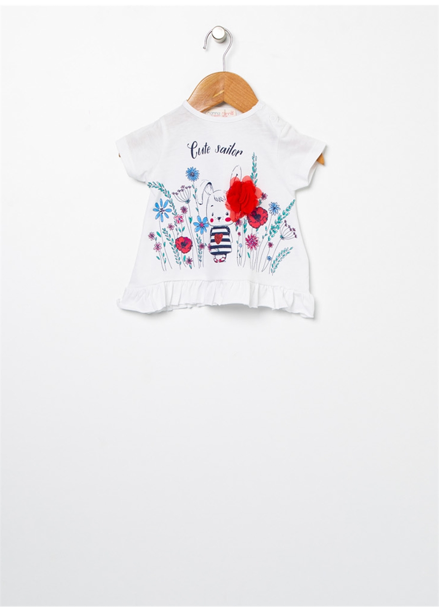 Mammaramma MG04 Pamuklu Beyaz Kız Bebek T-Shirt