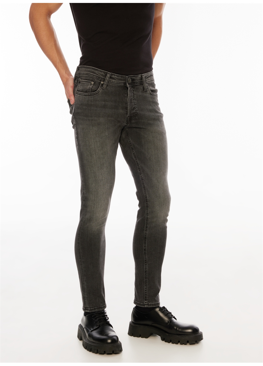 Jack & Jones 12159030_JJIGLENN Siyah Erkek Düşük Bel Slim Fit Denim Pantolon_1