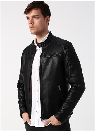 Jack & Jones 12147218 Jcorocky Jacket Noos O Yaka Normal Kalıp Düz Koyu Siyah Erkek Mont_3