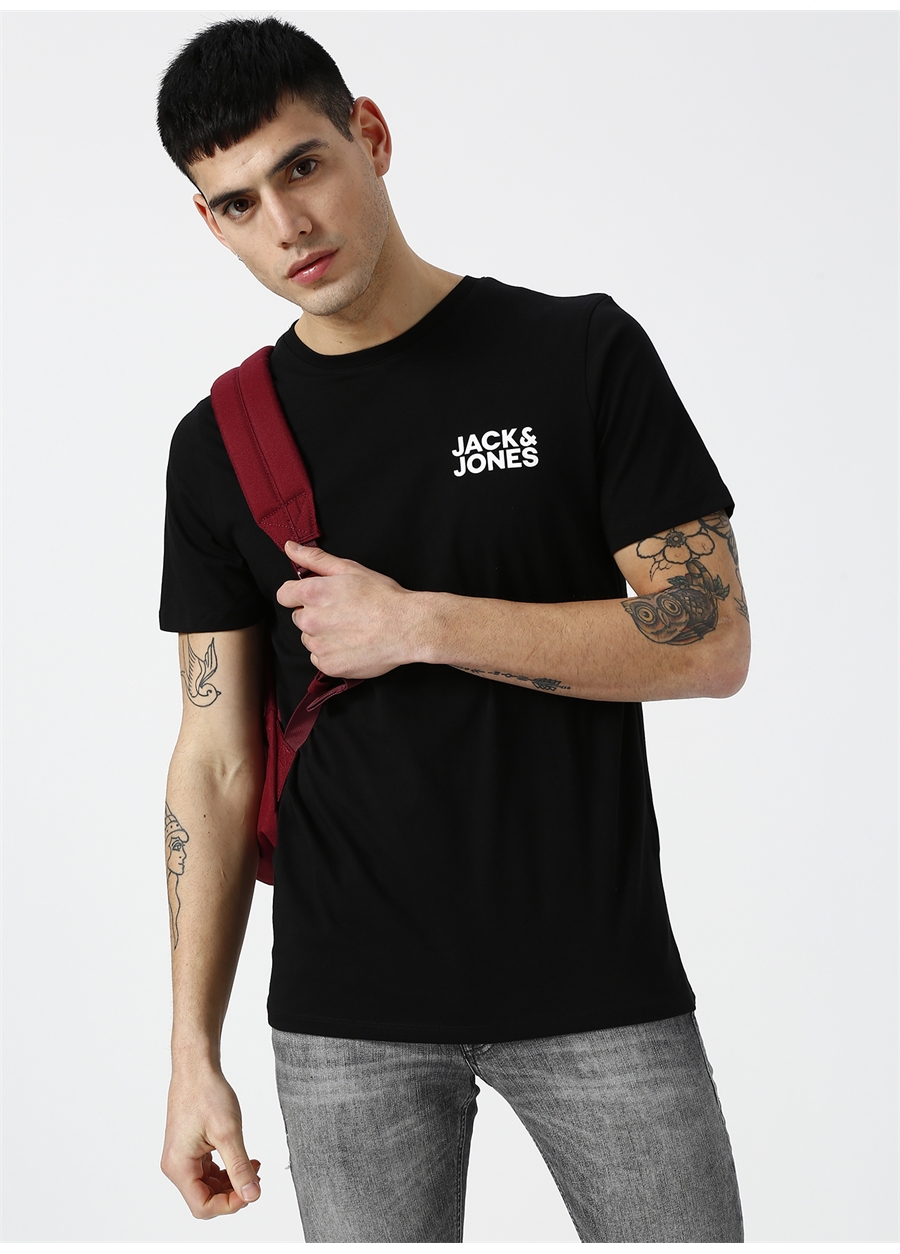 Jack & Jones Siyah Erkek T-Shirt 12151955 Jjecorp Logo Tee Ss Crew N_0