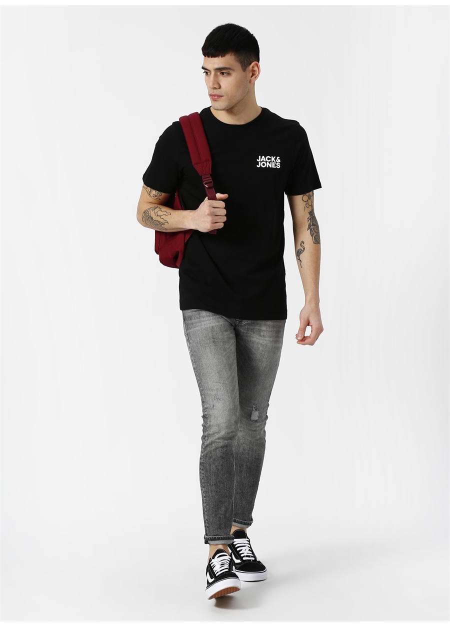 Jack & Jones Siyah Erkek T-Shirt 12151955 Jjecorp Logo Tee Ss Crew N_1