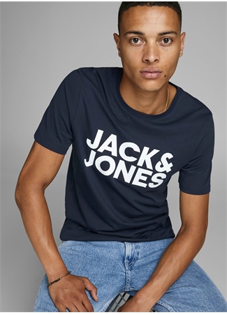 Jack & Jones O Yaka Baskılı Koyu Lacivert Erkek T-Shirt 12151955 JJECORP LOGO TEE SS CREW N_2