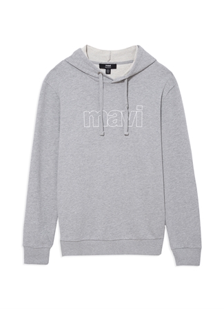 Mavi Kapüşon Yaka Gri Melanj Erkek Sweatshırt 065606-28387 MAVİ LOGO SWEATSHIRT_6