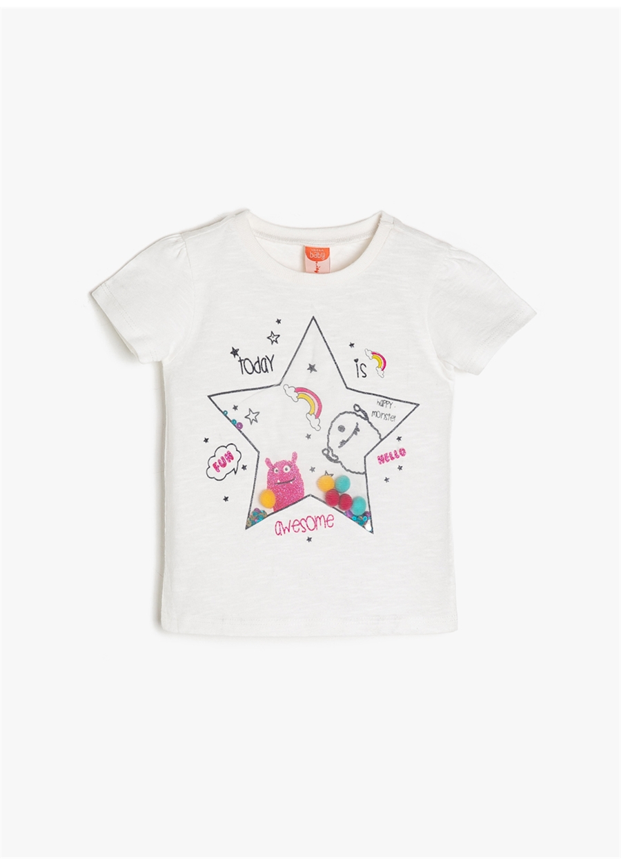 Koton Ekru Kız Bebek T-Shirt 9YMG19062ZK