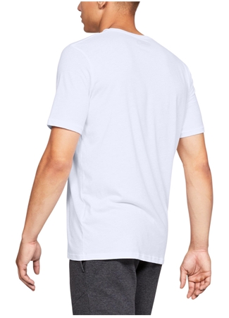 Under Armour 1329590-100-Sportstyle Logo SS Bisiklet Yaka Kısa Kollu Baskılı Beyaz Erkek T-Shirt_1