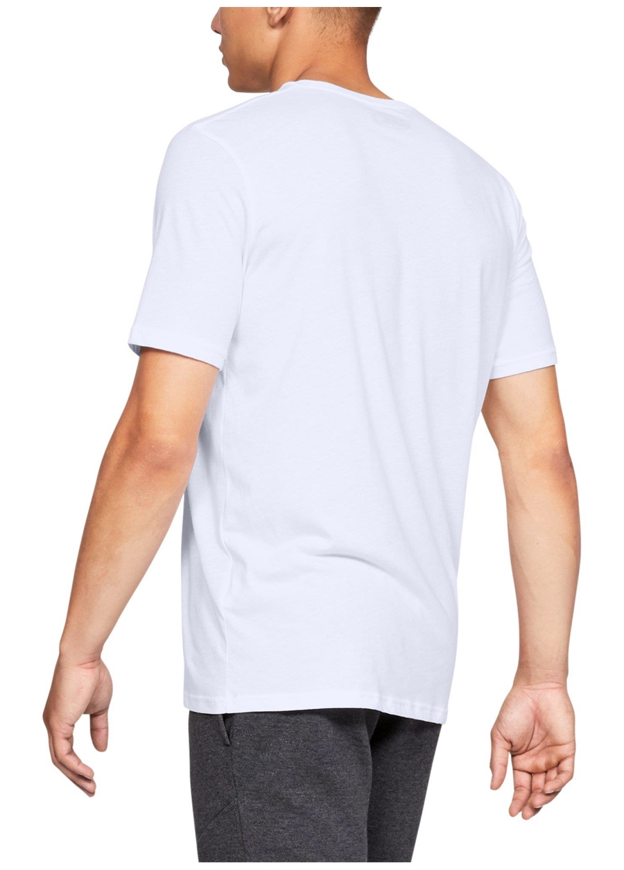 Under Armour 1329590-100-Sportstyle Logo SS Bisiklet Yaka Kısa Kollu Baskılı Beyaz Erkek T-Shirt_1