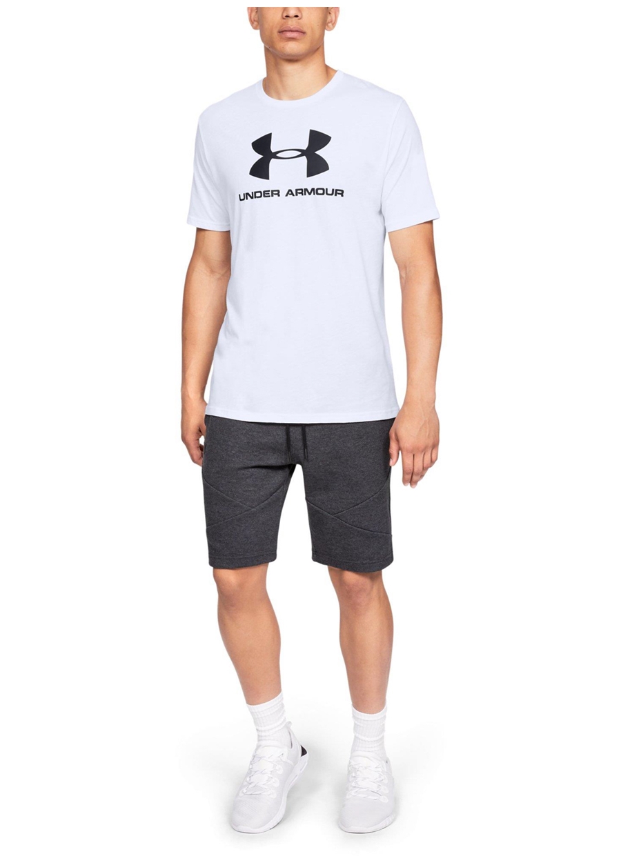 Under Armour 1329590-100-Sportstyle Logo SS Bisiklet Yaka Kısa Kollu Baskılı Beyaz Erkek T-Shirt_2