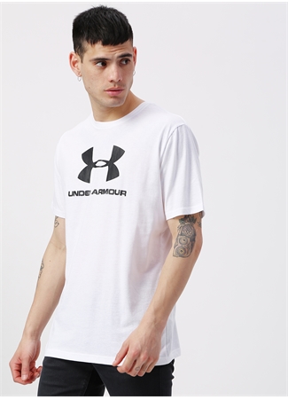 Under Armour 1329590-100-Sportstyle Logo SS Bisiklet Yaka Kısa Kollu Baskılı Beyaz Erkek T-Shirt_3