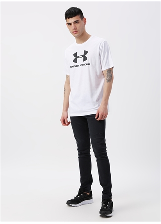 Under Armour 1329590-100-Sportstyle Logo SS Bisiklet Yaka Kısa Kollu Baskılı Beyaz Erkek T-Shirt_4