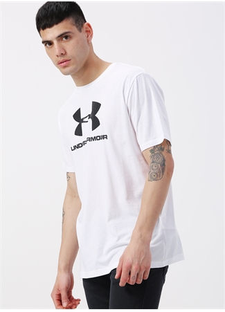 Under Armour 1329590-100-Sportstyle Logo SS Bisiklet Yaka Kısa Kollu Baskılı Beyaz Erkek T-Shirt_5