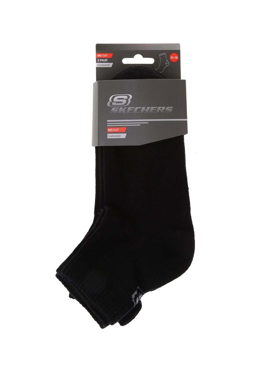 Skechers Siyah Unisex 3Lü Çorap U SKX Padded Mid Cut Socks 3 Pack