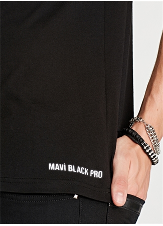 Mavi Reflektör Baskılı Siyah Erkek Pro T-Shirt_5