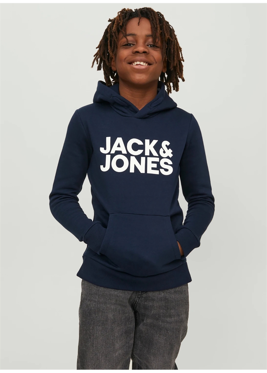 Jack & Jones Erkek Çocuk Lacivert Sweatshırt JJECORP LOGO SWEAT HOOD NOOS JR