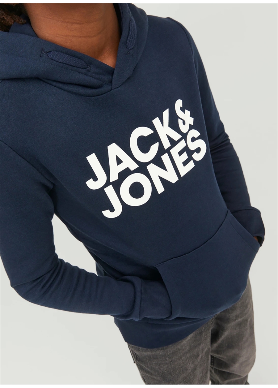 Jack & Jones Erkek Çocuk Lacivert Sweatshırt JJECORP LOGO SWEAT HOOD NOOS JR_6