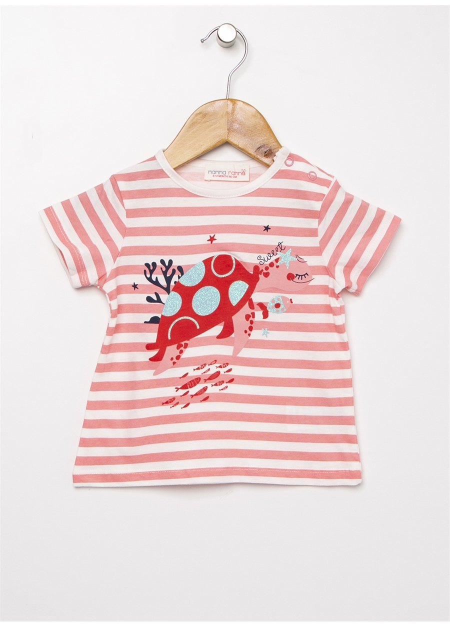 Mammaramma Pembe - Beyaz Kız Bebek T-Shirt OG-01