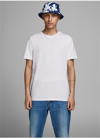 Jack & Jones O Yaka Düz Beyaz Erkek T-Shirt 12156101 JJEORGANIC BASIC TEE SS_0