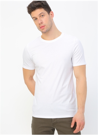 Jack & Jones O Yaka Düz Beyaz Erkek T-Shirt 12156101 JJEORGANIC BASIC TEE SS_4