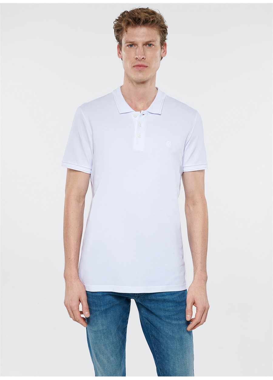 Mavi Düz Beyaz Erkek Polo T-Shirt 064946-27879 POLO TİŞÖRT Beyaz_1