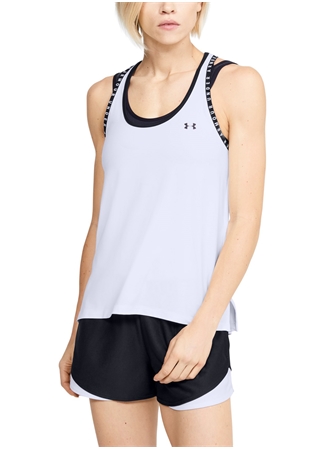 Under Armour 1351596 Knockout Tank Yuvarlak Yaka Kolsuz Beyaz Kadın Atlet