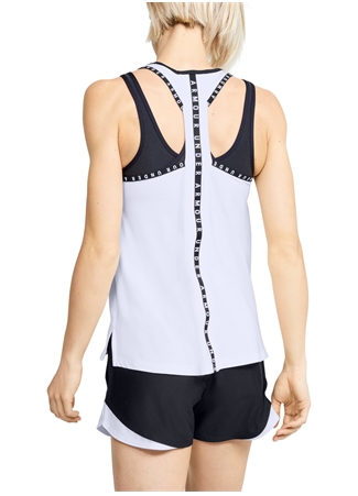 Under Armour 1351596 Knockout Tank Yuvarlak Yaka Kolsuz Beyaz Kadın Atlet_1