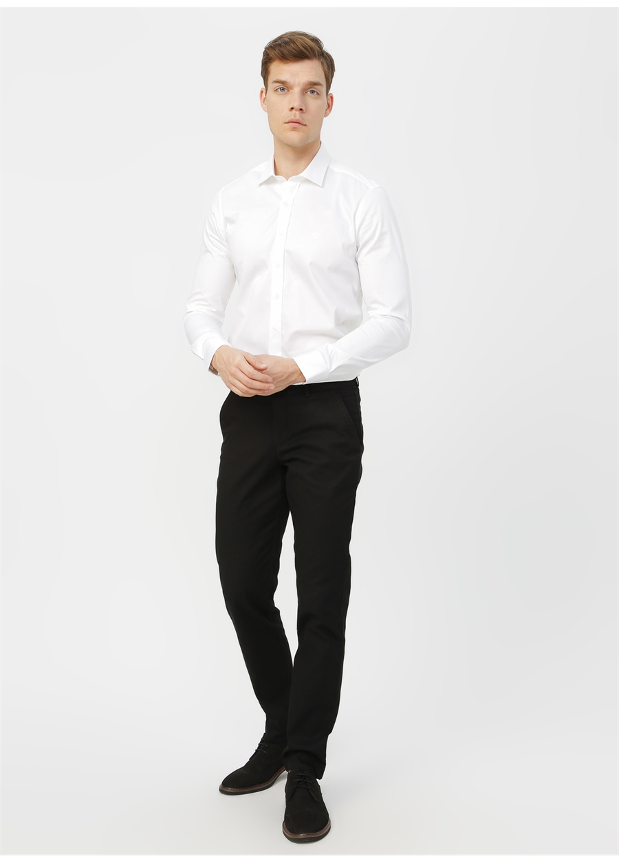 Beymen Business Slim Fit Klasik Gömlek Yaka Düz Beyaz Erkek Gömlek 4B2000000111_1