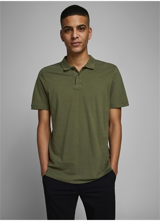 Jack & Jones Polo Yaka Düz Haki Erkek T-Shirt 12136516_JJEBASIC POLO SS NOOS