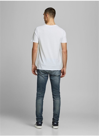 Jack & Jones Bisiklet Yaka Kısa Kol Slim Fit Baskılı %100 Pamuk Beyaz Erkek T-Shirt_1