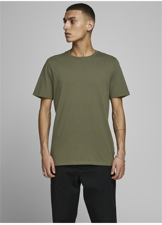 Jack & Jones O Yaka Düz Haki Erkek T-Shirt 12156101_JJEORGANI