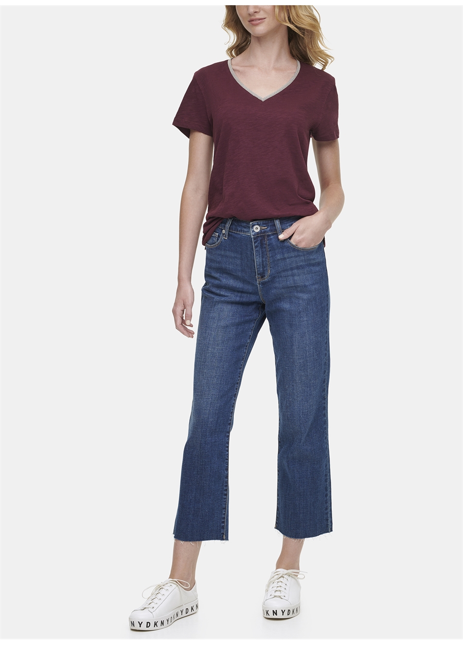 Dkny Jeans Yüksek Bel Standart İndigo Kadın Denim Pantolon E0RL0630