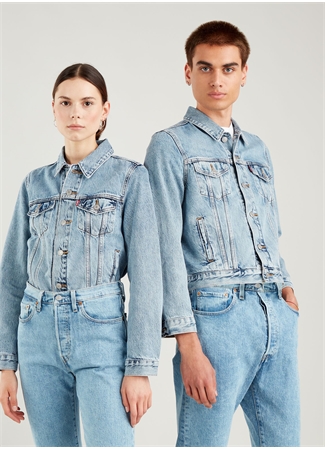 Levis Original Mavi Kadın Standart Taşlamalı Denim Ceket TRUCKER ALL MINE_4