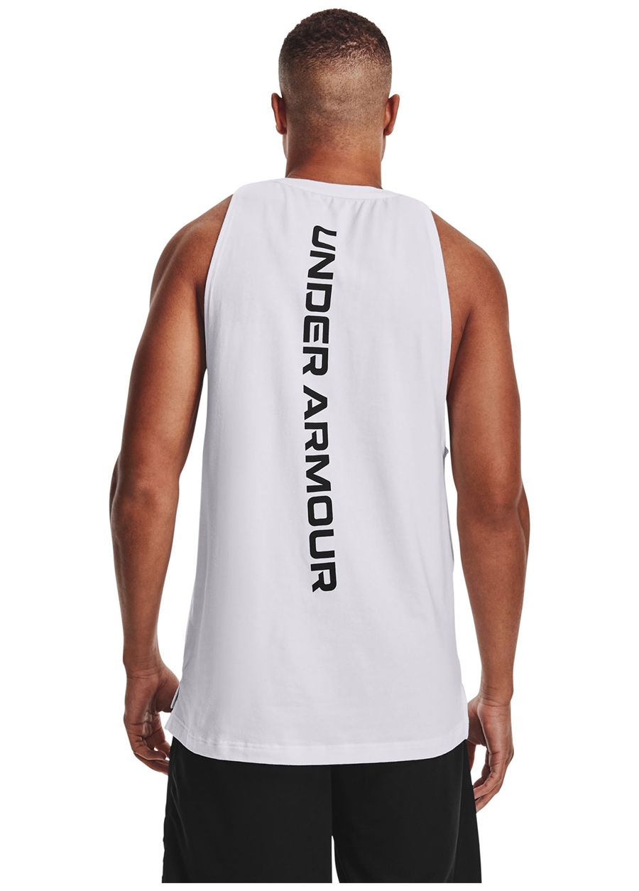 Under Armour 1361901-UA BASELINE COTTON TANK Beyaz - Siyah Erkek O Yaka Loose Fit Atlet_1