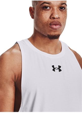 Under Armour 1361901-UA BASELINE COTTON TANK Beyaz - Siyah Erkek O Yaka Loose Fit Atlet_2