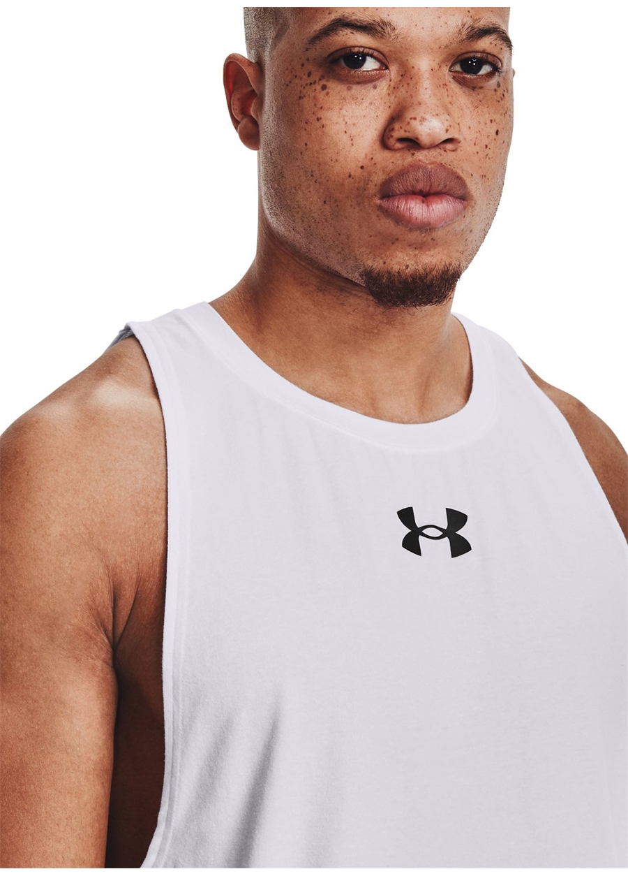 Under Armour 1361901-UA BASELINE COTTON TANK Beyaz - Siyah Erkek O Yaka Loose Fit Atlet_2