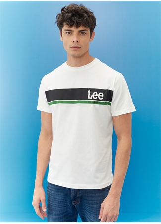 Lee O Yaka Açık Beyaz Erkek T-Shirt L211918102_Logo T-Shirt_6