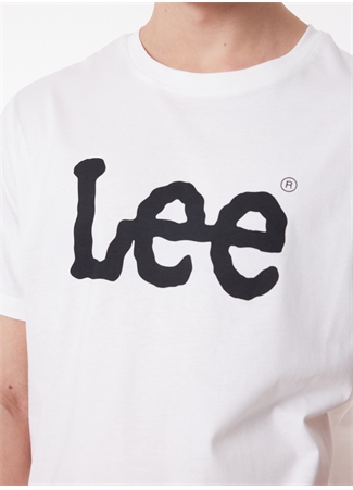 Lee L65QAI12_Logo O Yaka Baskılı Regular Fit Pamuklu Beyaz Erkek T-Shirt_2