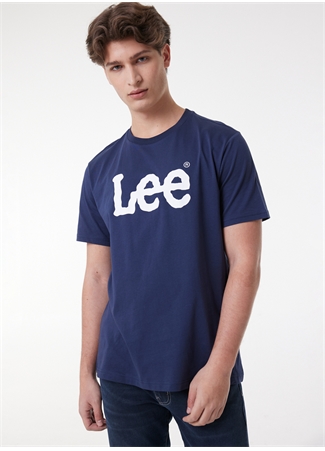 Lee O Yaka Lacivert Erkek T-Shirt L65QAIEE_Logo T-Shirt