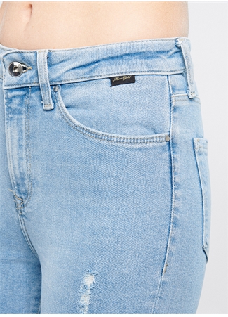 Mavi Yüksek Bel Dar Paça Dar Kalıp Kadın Denim Pantolon 100980-33430_4