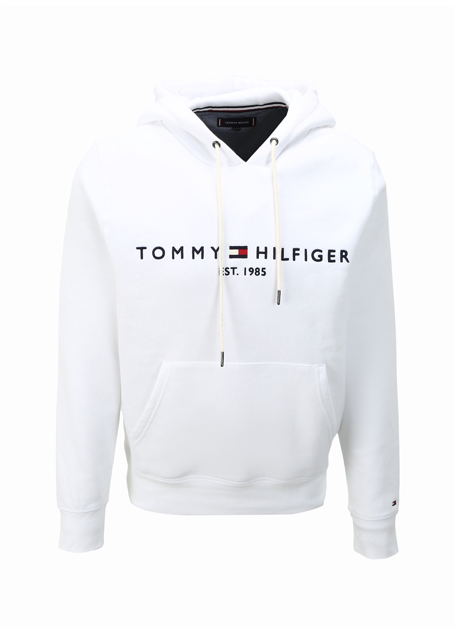 Tommy Hilfiger Beyaz Erkek Kapüşonlu Regular Fit Düz Sweatshirt MW0MW11599YBR_4