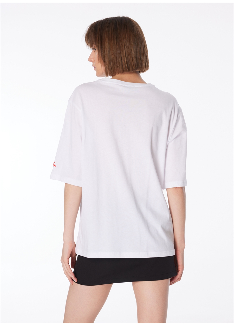 Fabrika Beyaz Kadın Bisiklet Yaka Oversize T-Shirt DANTITA_4