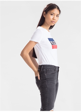 Levis 17369-1313 Bisiklet Yaka Kısa Kol Baskılı Beyaz Kadın T-Shirt_1