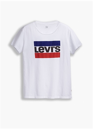 Levis 17369-1313 Bisiklet Yaka Kısa Kol Baskılı Beyaz Kadın T-Shirt_3