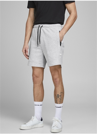 Jack & Jones 12186750_Jjiair Sweat Shorts Nb Sts Standart Kalıp Düz Açık Gri Erkek Sweat Şort_3