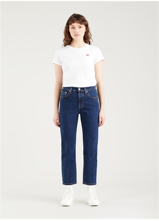 Levis 501 Crop Salsa İndigo Yüksek Bel Normal Kadın Denim Pantolon STONEWASH_4