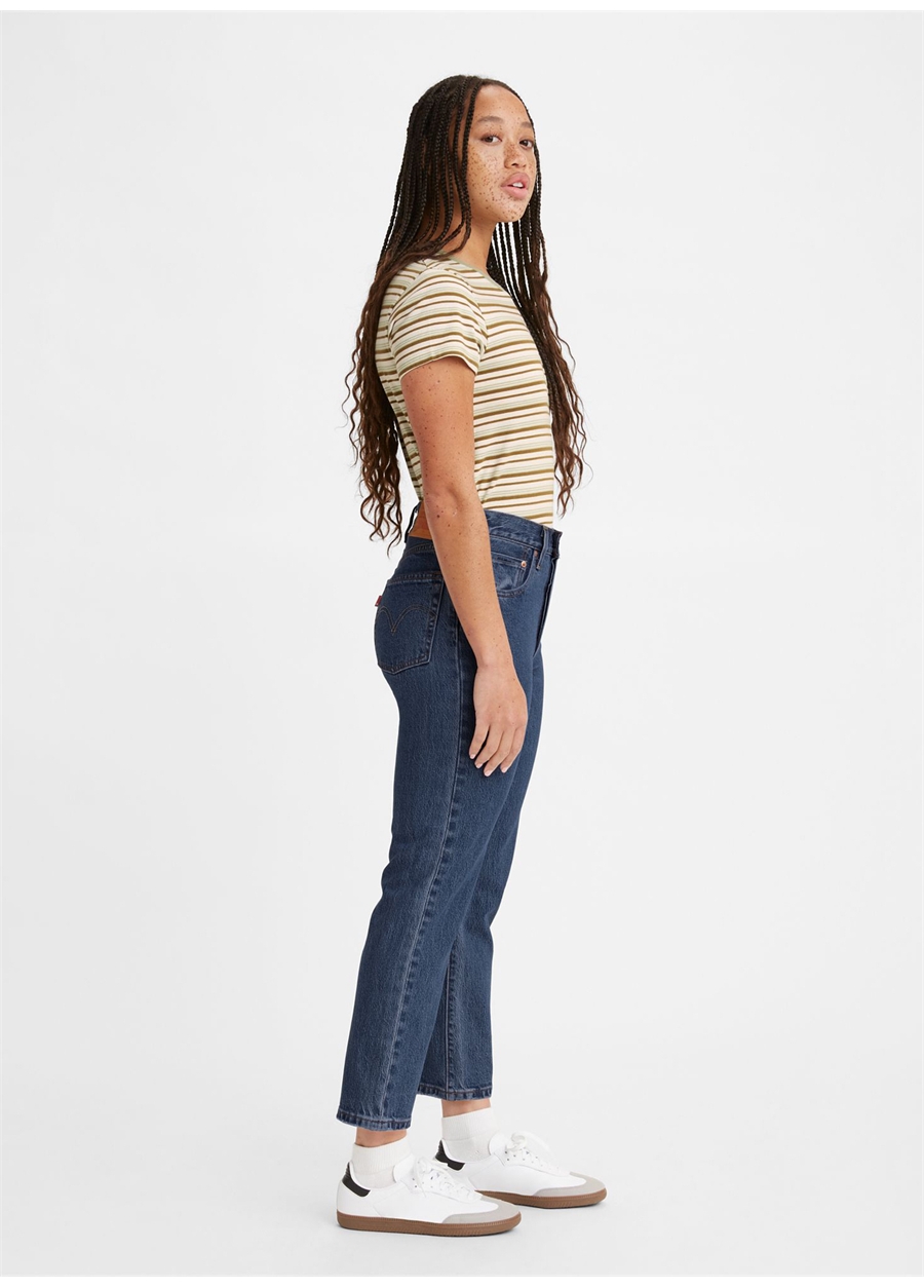 Levis 501 Crop Salsa İndigo Yüksek Bel Normal Kadın Denim Pantolon STONEWASH_5