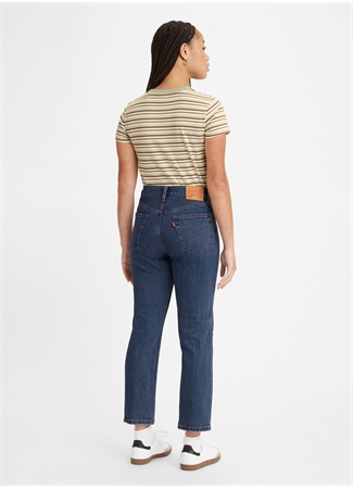 Levis 501 Crop Salsa İndigo Yüksek Bel Normal Kadın Denim Pantolon STONEWASH_7