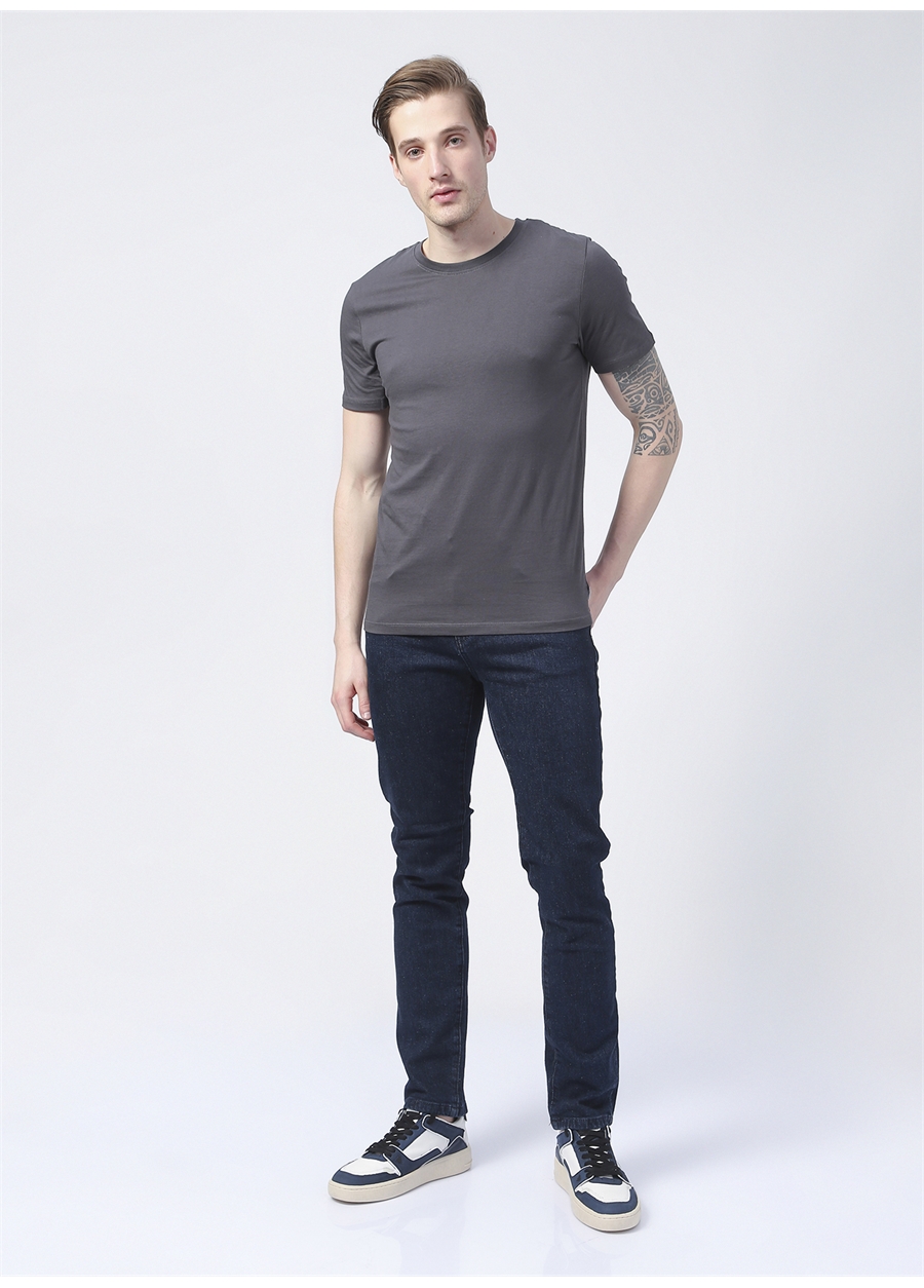 Jack & Jones 12156101_Jjeorganic Basic Tee Ss O Yaka Slim Fit Düz Gri Erkek T-Shirt_1