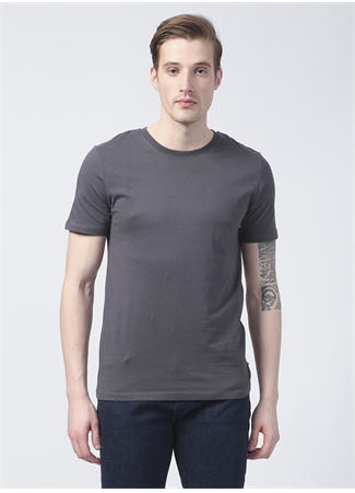 Jack & Jones 12156101_Jjeorganic Basic Tee Ss O Yaka Slim Fit Düz Gri Erkek T-Shirt_2